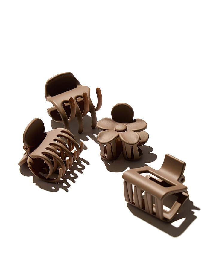 Hairlust Small Claw Hair Clips 4 Pack Coffee